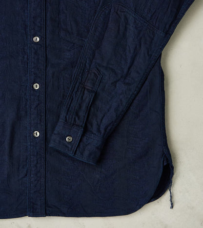SSS26-01W Indigo Dyed Sengen Jacquard Work Shirt