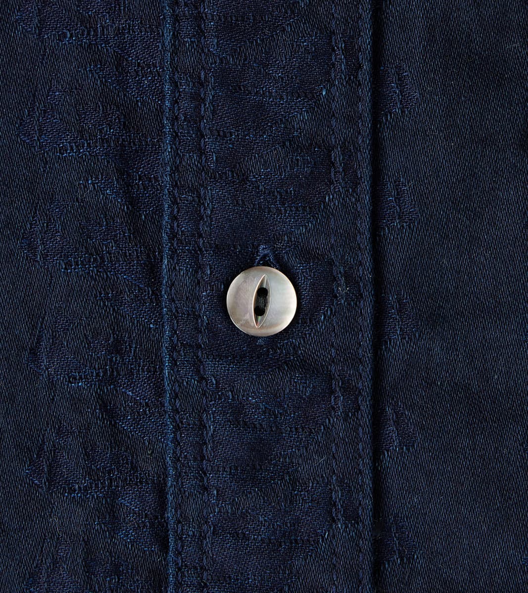 SSS26-01W Indigo Dyed Sengen Jacquard Work Shirt