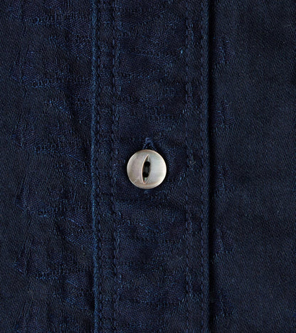 SSS26-01W Indigo Dyed Sengen Jacquard Work Shirt