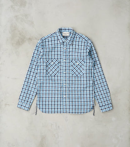 Samurai - SSS25-CSW Natural Indigo Dyed Sashiko Gingham Check Work Shi…