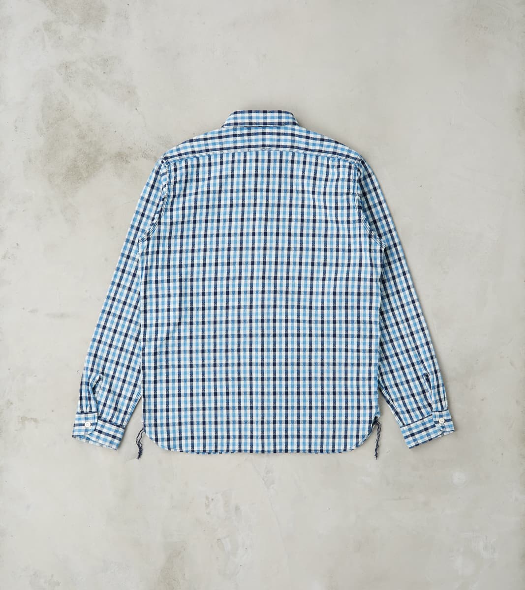 SSS25-CSW Natural Indigo Dyed Sashiko Gingham Check Work Shirt