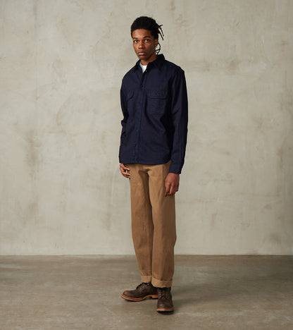 SSS25-01W Indigo Dyed Snake Jacquard Work Shirt
