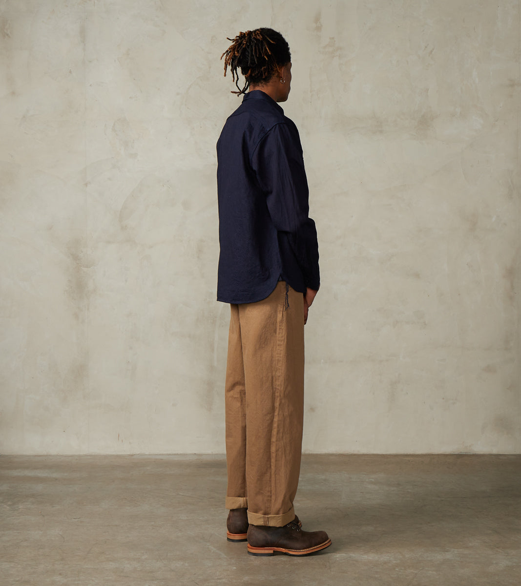 SSS25-01W Indigo Dyed Snake Jacquard Work Shirt
