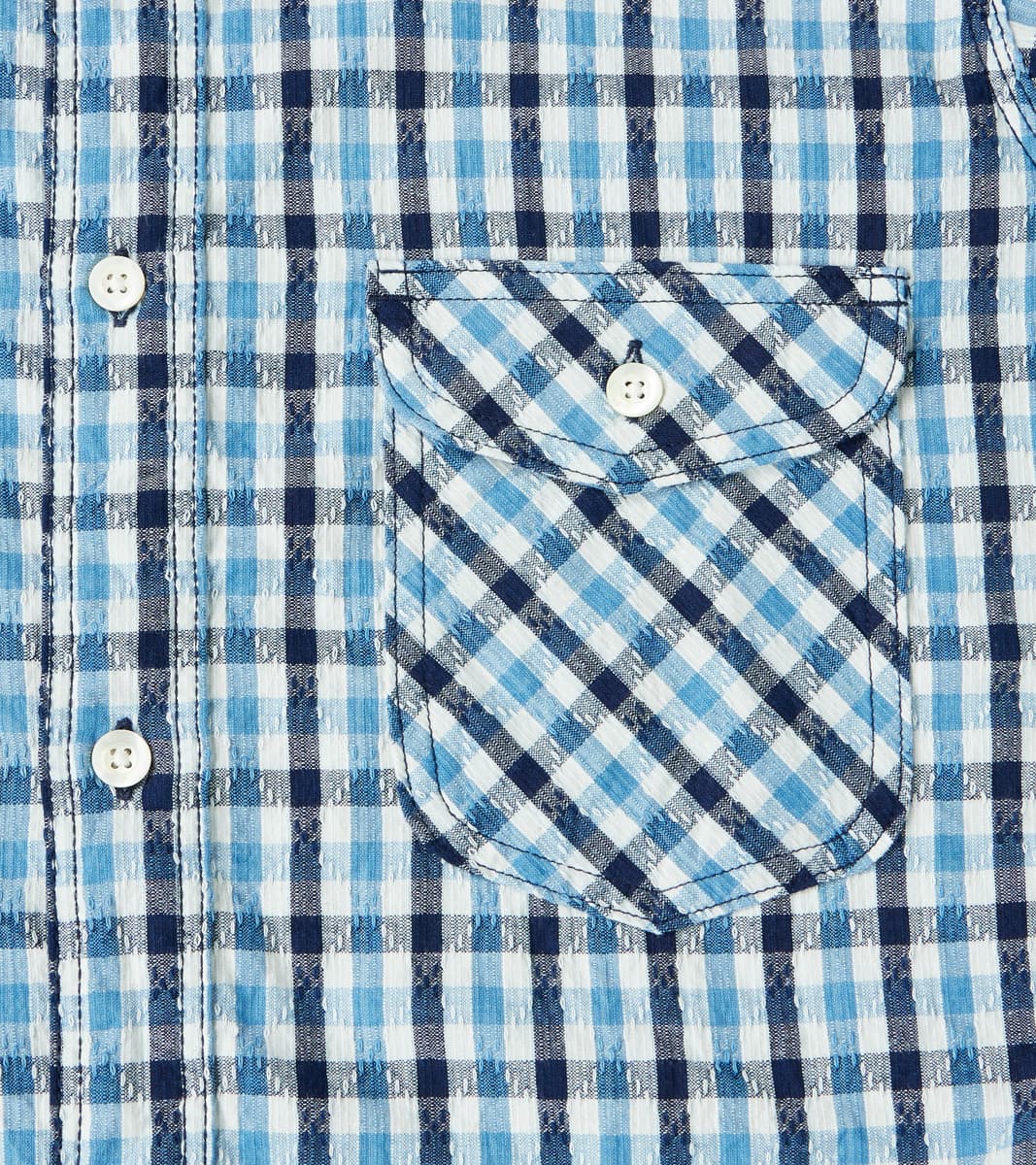 SSS25-CSW Natural Indigo Dyed Sashiko Gingham Check Work Shirt
