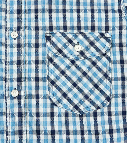 SSS25-CSW Natural Indigo Dyed Sashiko Gingham Check Work Shirt