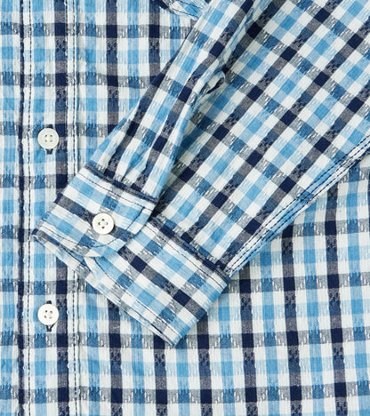 SSS25-CSW Natural Indigo Dyed Sashiko Gingham Check Work Shirt