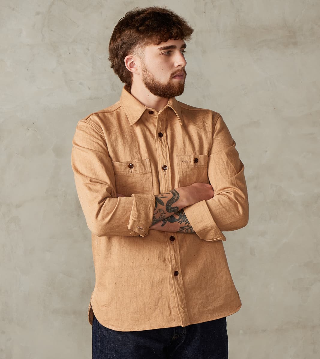 Studio D'Artisan Natural Brown Fox Cotton Twill Workshirt