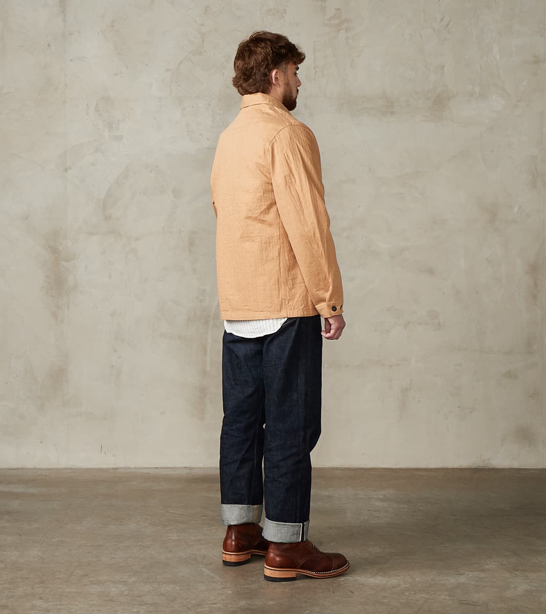 Natural Brown Fox Cotton Military Herringbone Twill Work Jacket
