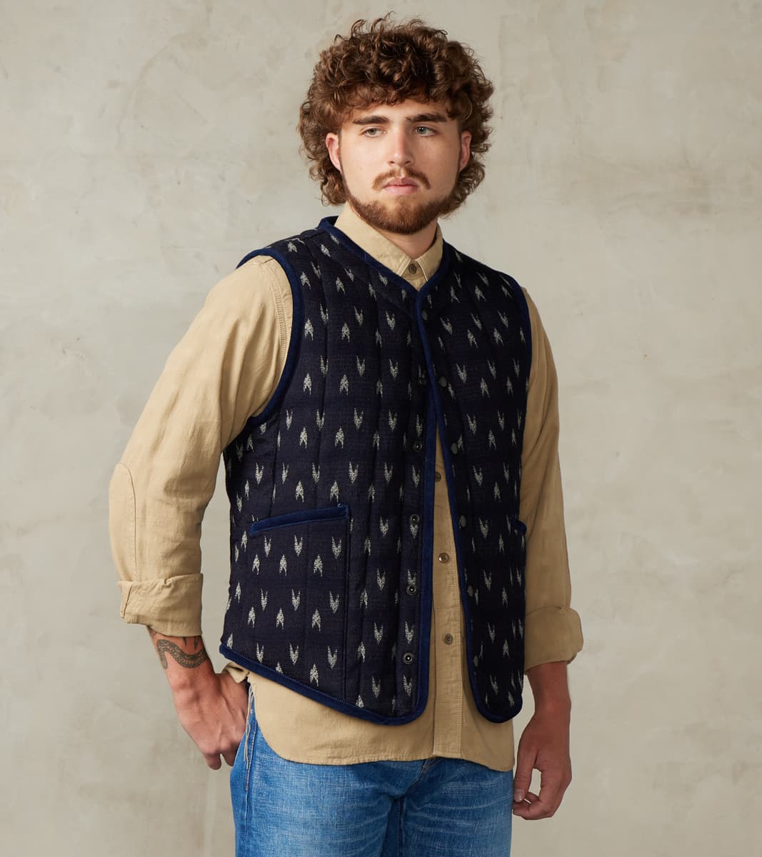 Studio D'Artisan Arrow Yagasuri Indigo Sashiko Vest