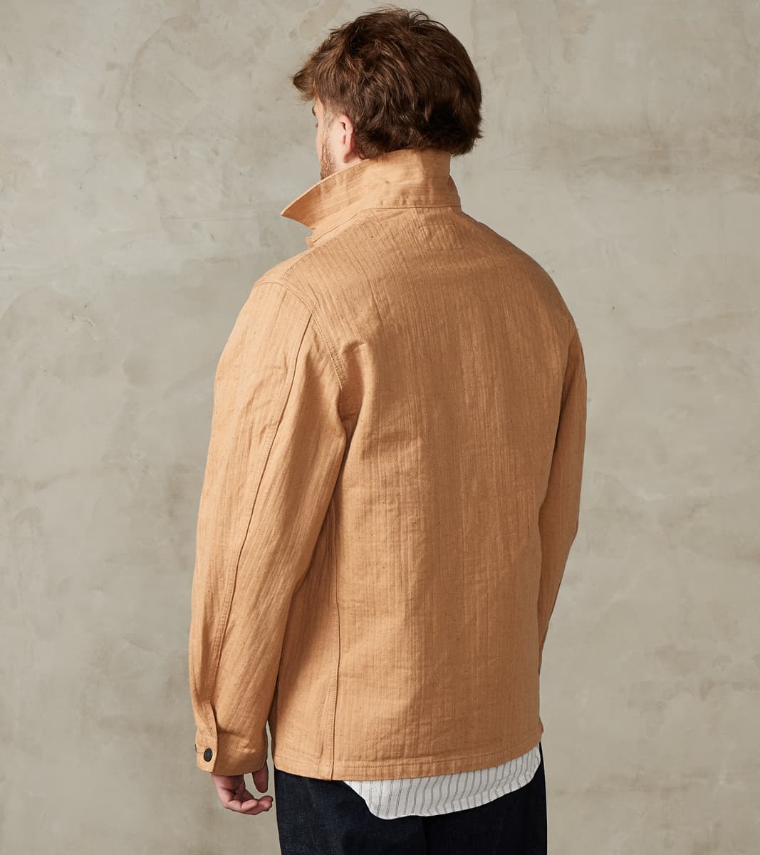 Natural Brown Fox Cotton Military Herringbone Twill Work Jacket