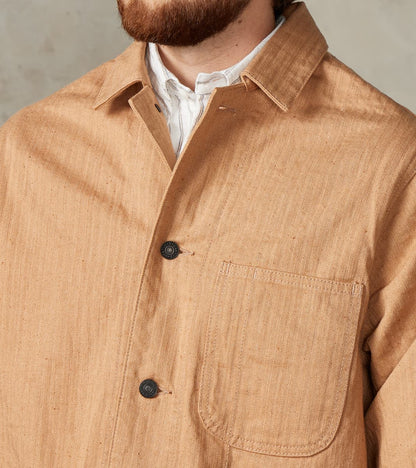 Natural Brown Fox Cotton Military Herringbone Twill Work Jacket