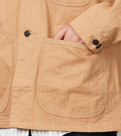Natural Brown Fox Cotton Military Herringbone Twill Work Jacket