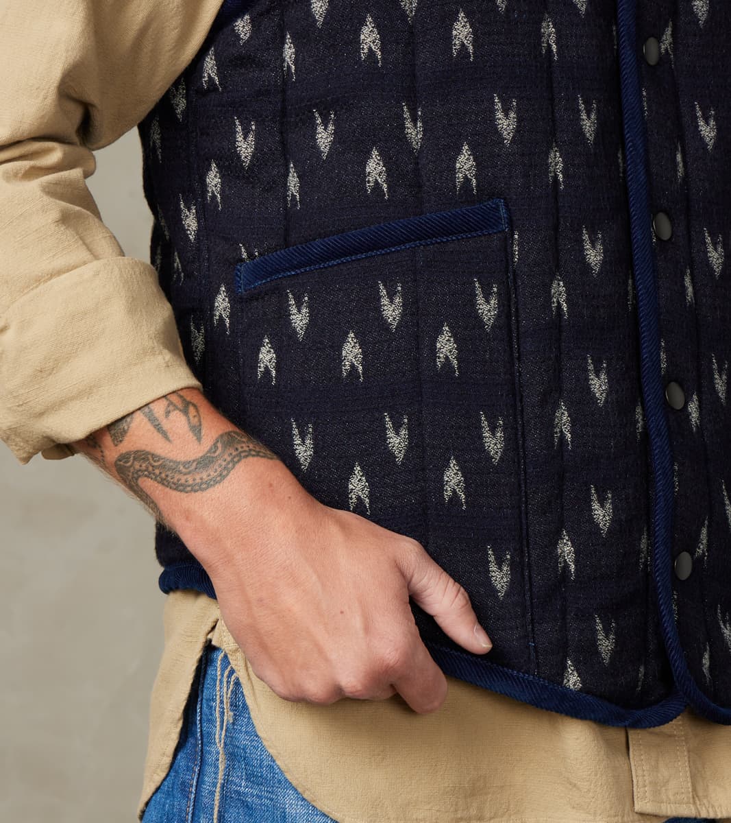 Arrow Yagasuri Indigo Sashiko Vest
