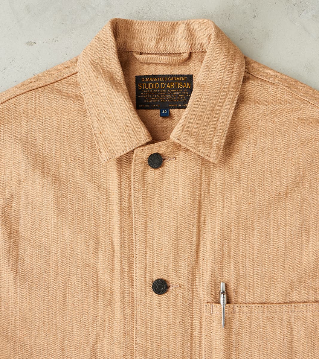 Natural Brown Fox Cotton Military Herringbone Twill Work Jacket