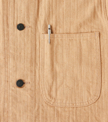 Natural Brown Fox Cotton Military Herringbone Twill Work Jacket