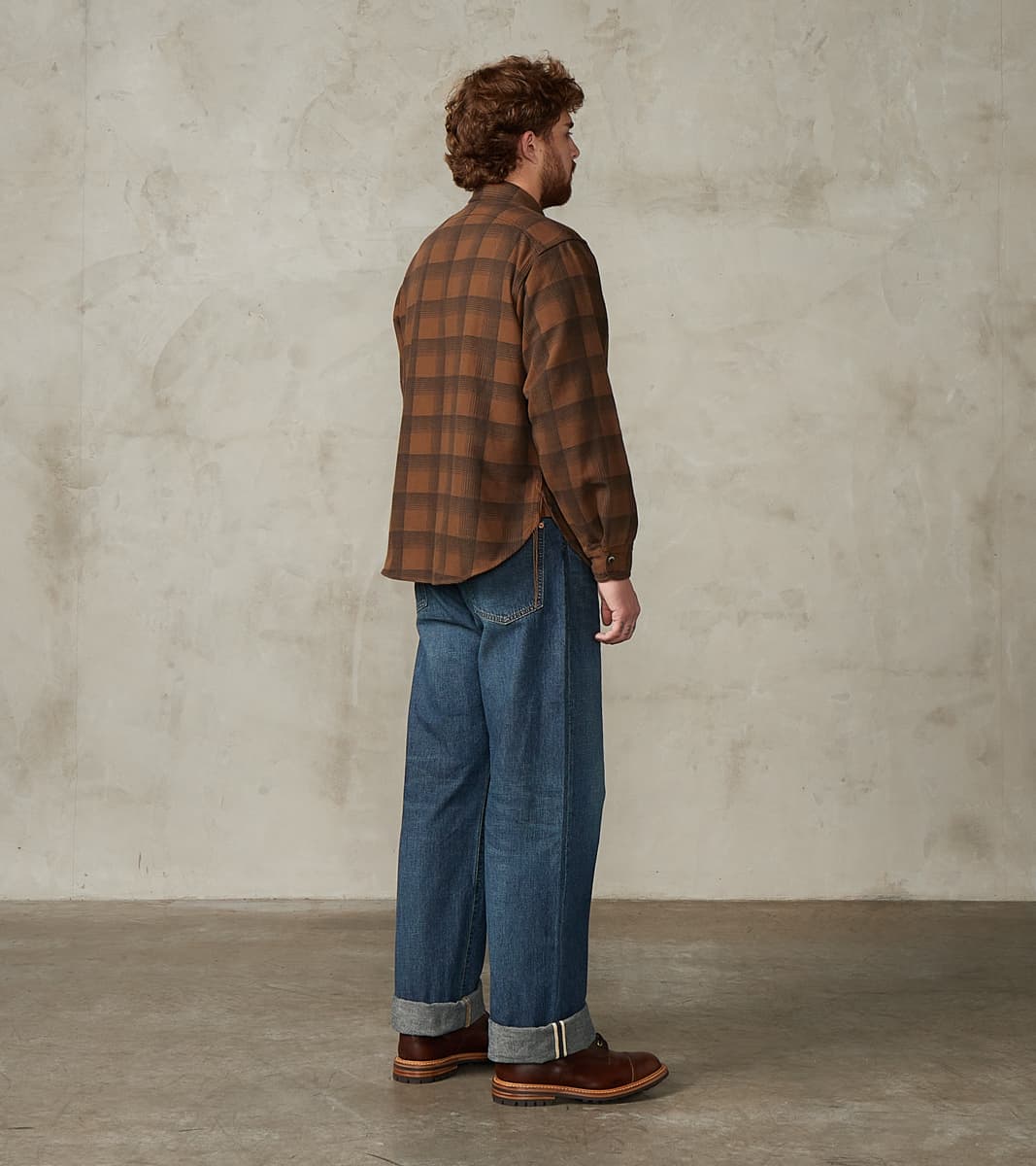 Lot. 111 Work Shirt - Printed Check Twill Flannel - Brown