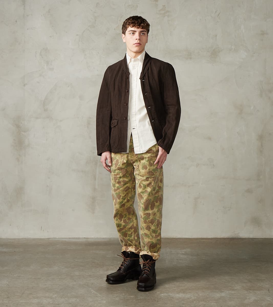 Lot. 327 Modified Shawl Collar Jacket - Cotton Washi Twill - Mud Dyed Brown