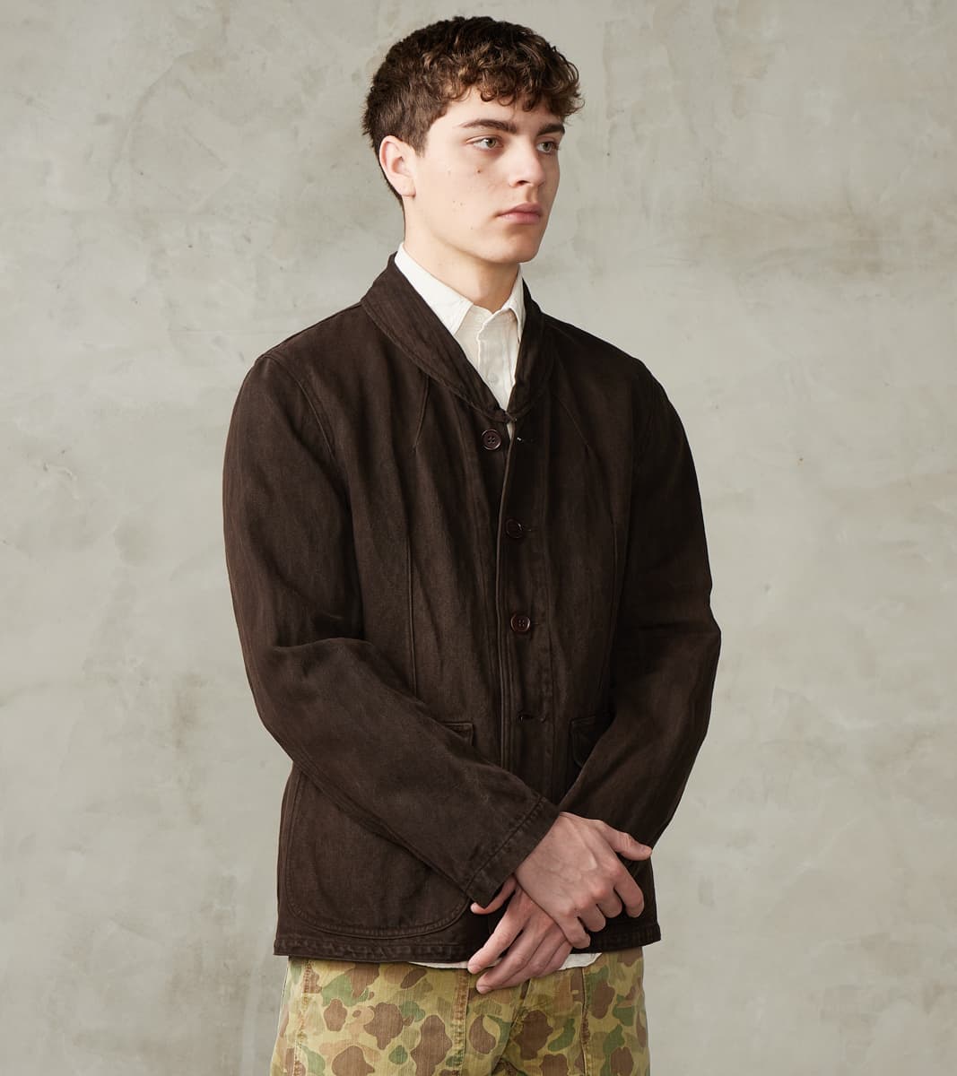 Taiga Takahashi T.T Lot. 327 Modified Shawl Collar Jacket - Cotton Was…