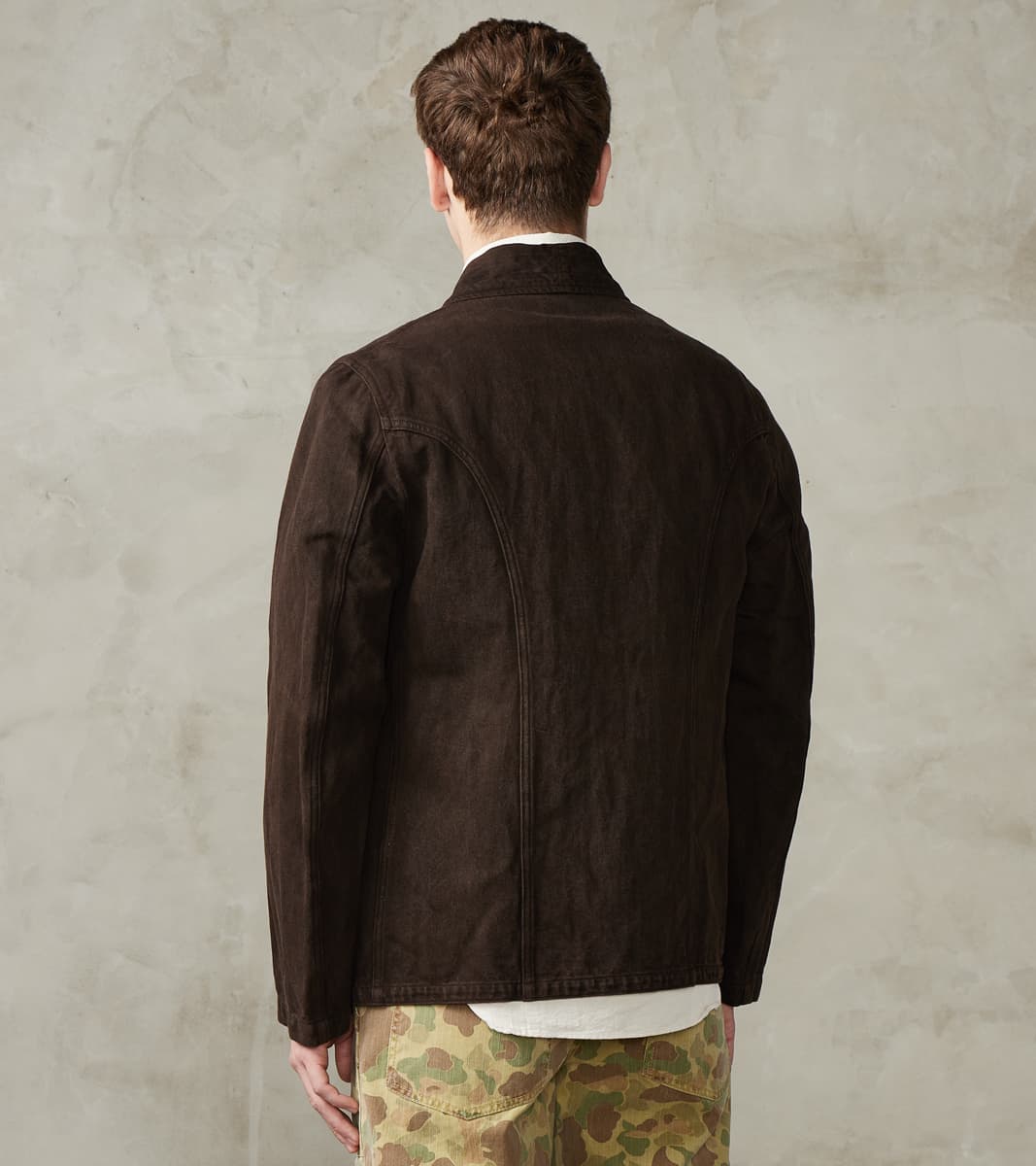 Lot. 327 Modified Shawl Collar Jacket - Cotton Washi Twill - Mud Dyed Brown