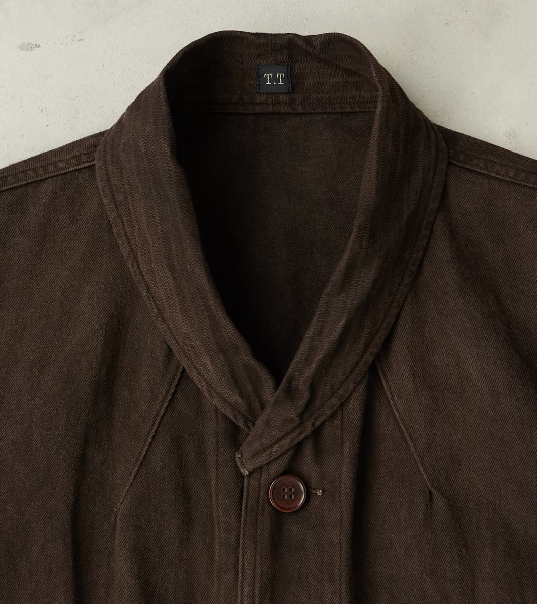 Lot. 327 Modified Shawl Collar Jacket - Cotton Washi Twill - Mud Dyed Brown