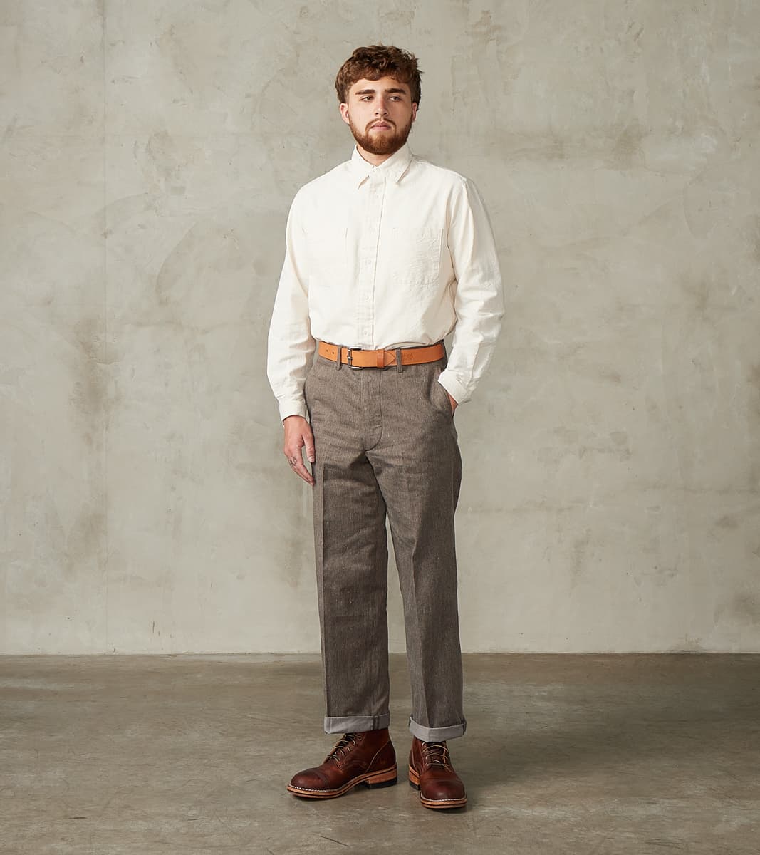 Lot. 221 Field Trousers - Kemonogasuri Cotton Twill - Melange Charcoal