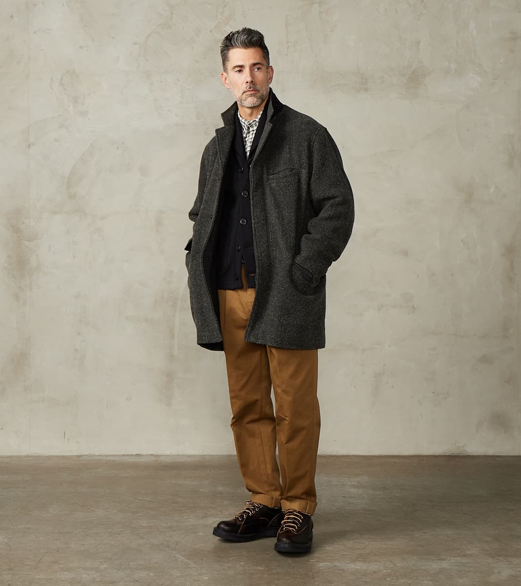 Taiga Takahashi T.T Lot. 405 Atelier Coat - Herringbone Tweed - Sumi D…