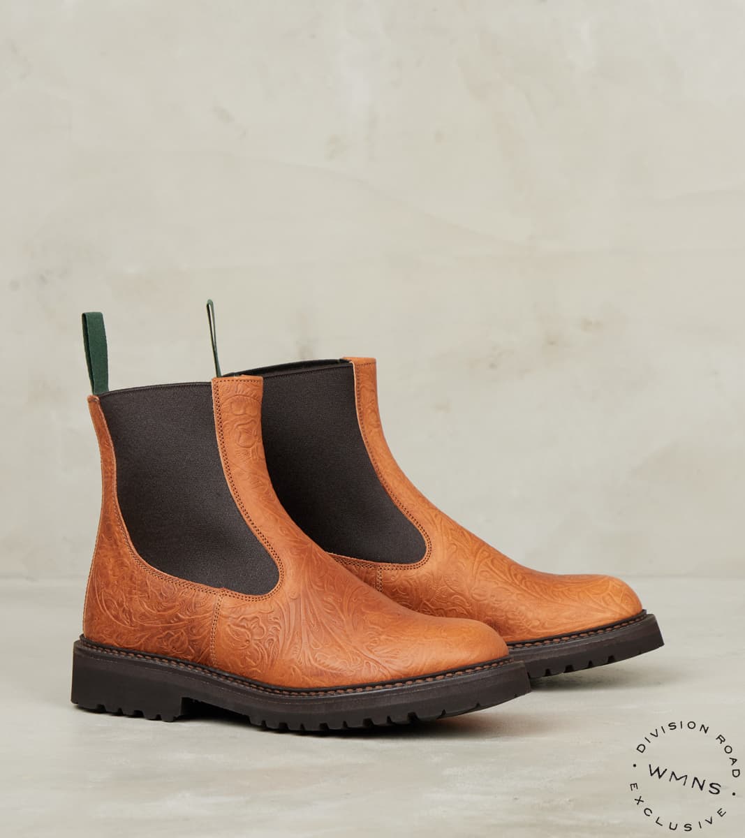 Tricker's x Division Road WMNs Paula Chelsea Nomad Boot - Horween Chestnut Floral Dublin