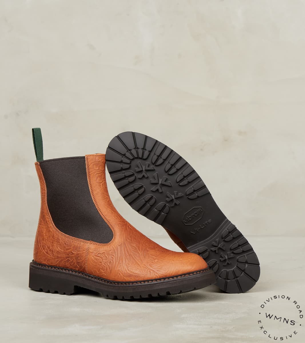 WMNs Paula Chelsea Nomad Boot - Horween Chestnut Floral Dublin