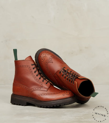 WMNs Stephy Brogue Nomad Boot - Horween Sienna Pioneer Hatch Grain