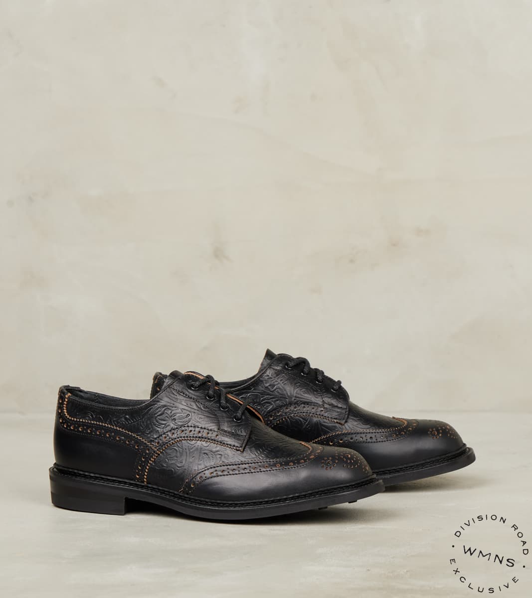 Tricker's x Division Road WMNs Anne Brogue City Derby - Horween Black Floral CXL