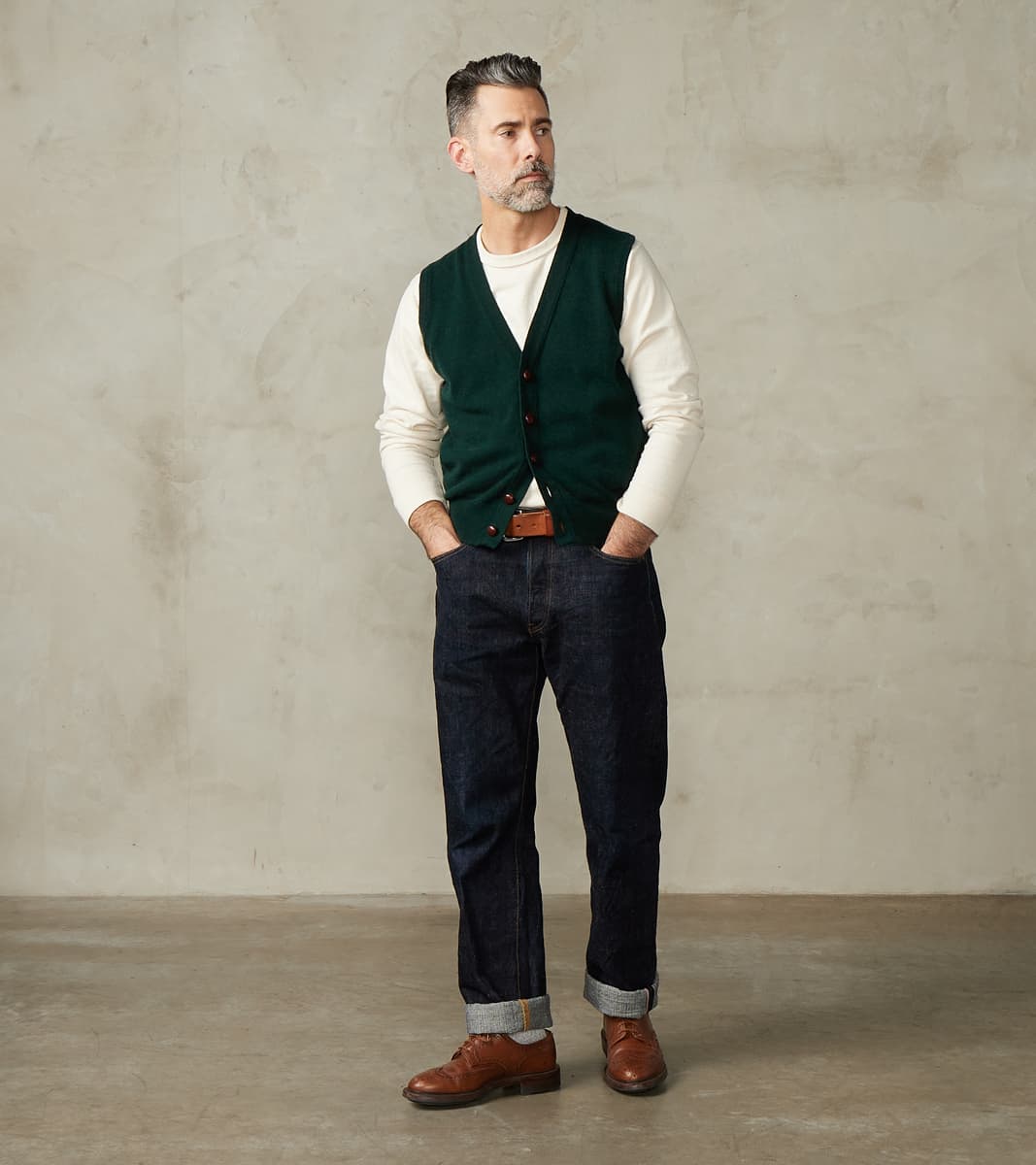 William Lockie x Division Road Oxford Camelhair Vest - Ivy