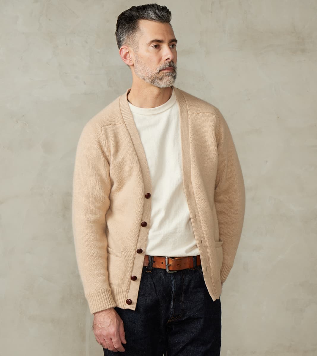 William Lockie x Division Road Berkshire Camelhair Cardigan - Ecru