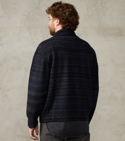 Gradation Trace of Repair High Neck Cardigan - Navy Black