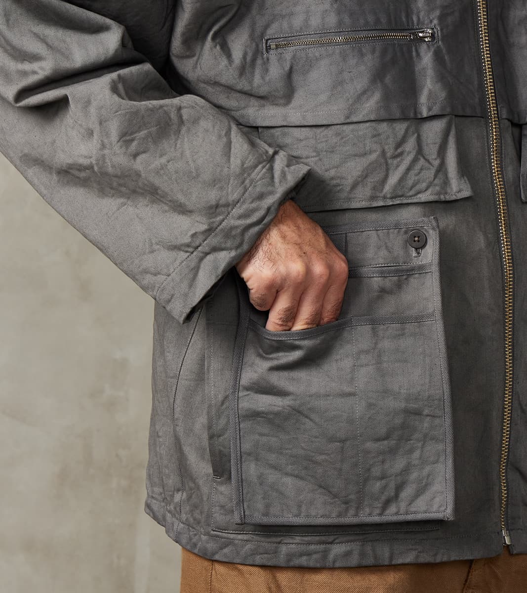 Double Layer Work Jacket - Supima Cotton Chino Twill - Shii Tree Dorozome