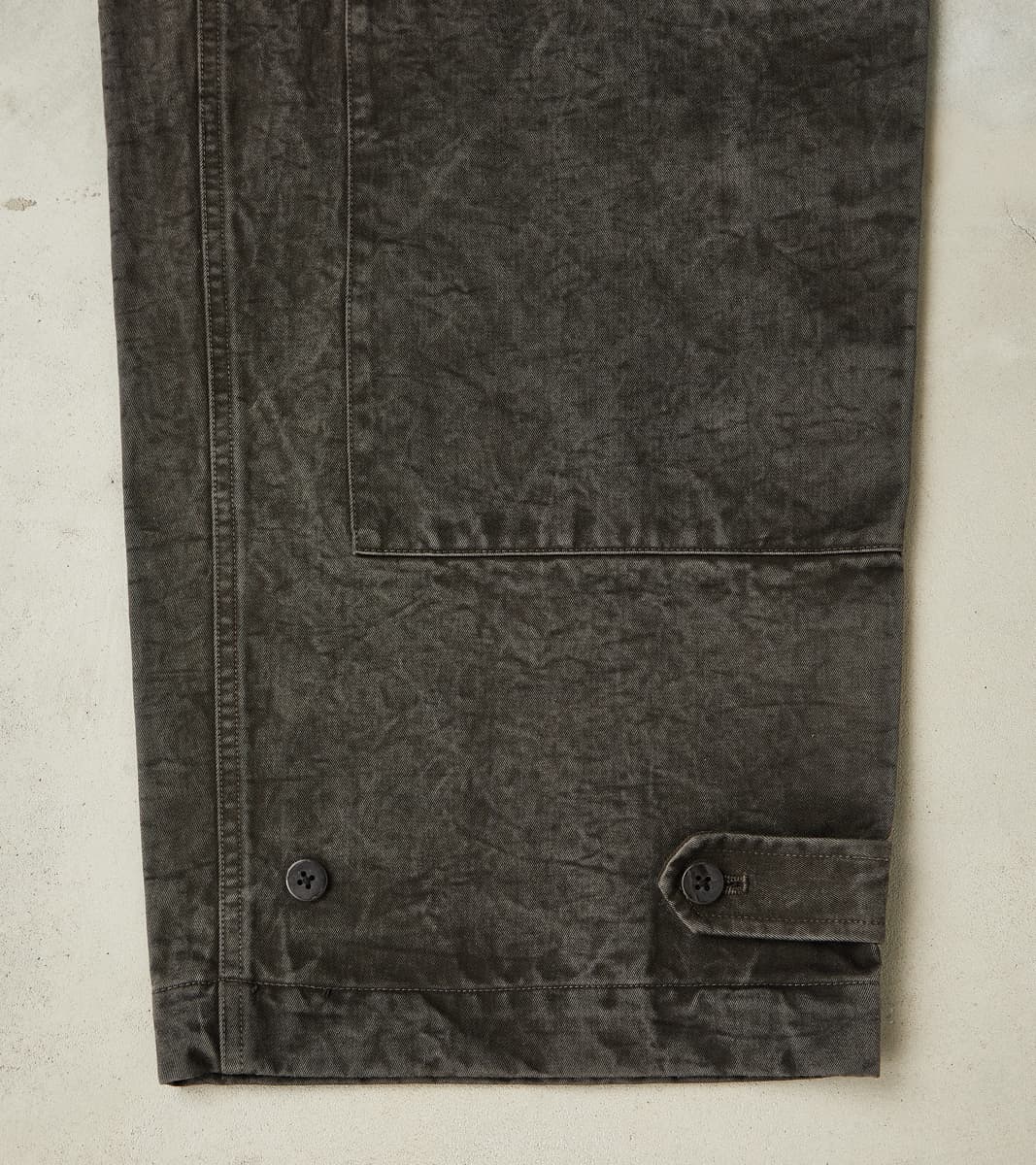 Double Knee Cargo Pants - Supima Cotton Chino Twill - Sumi Ink Dorozome
