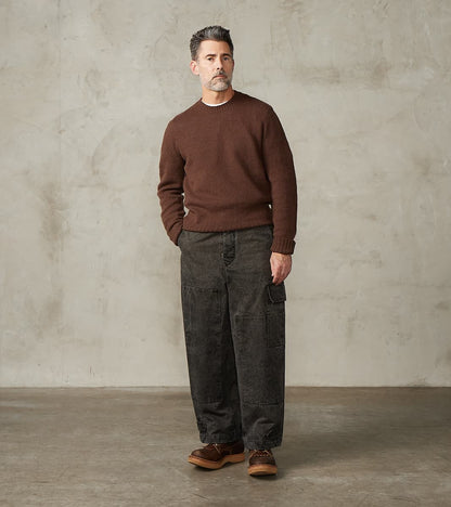 Double Knee Cargo Pants - Supima Cotton Chino Twill - Sumi Ink Dorozome