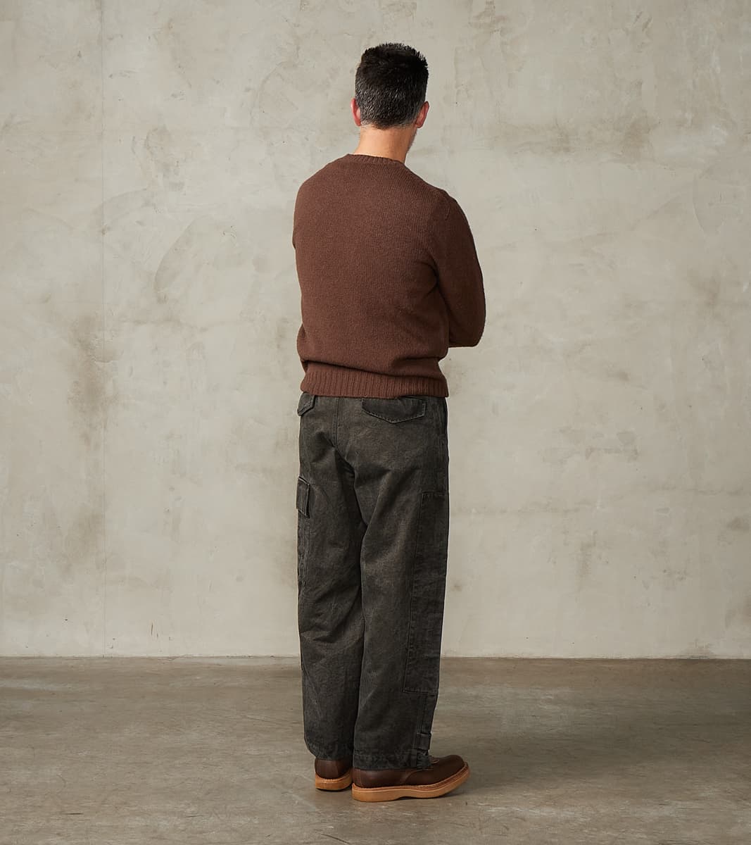 Double Knee Cargo Pants - Supima Cotton Chino Twill - Sumi Ink Dorozome