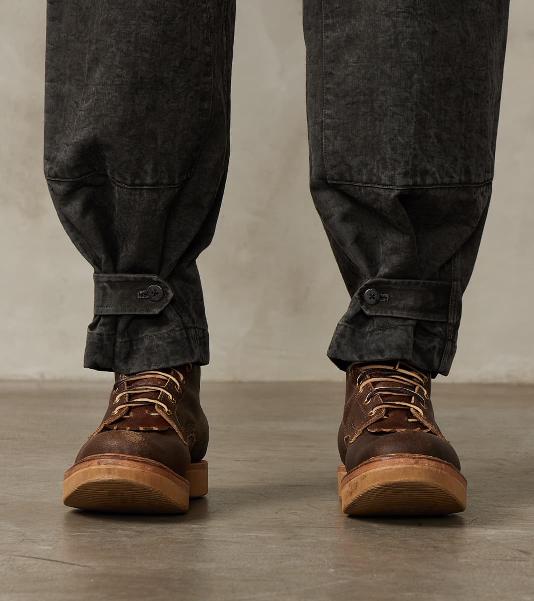 Double Knee Cargo Pants - Supima Cotton Chino Twill - Sumi Ink Dorozome