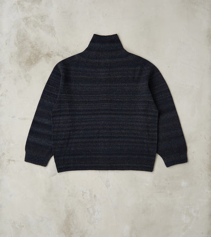 Gradation Trace of Repair High Neck Cardigan - Navy Black