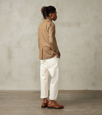 Single Breasted 2-Button Jacket - Cotton Recycled Polyester Twill - Khaki