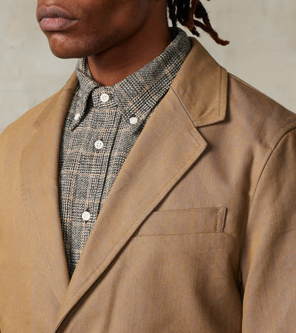 Single Breasted 2-Button Jacket - Cotton Recycled Polyester Twill - Khaki
