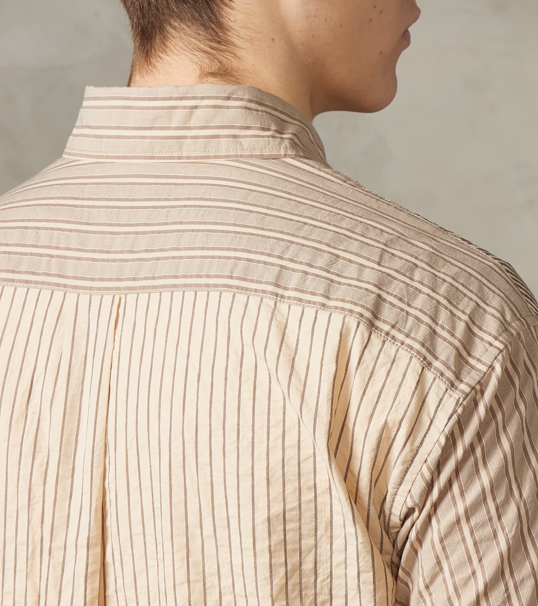 Baggy Fit Short Sleeve Crazy Shirt - Organic Cotton Seersucker Cloth - Brown