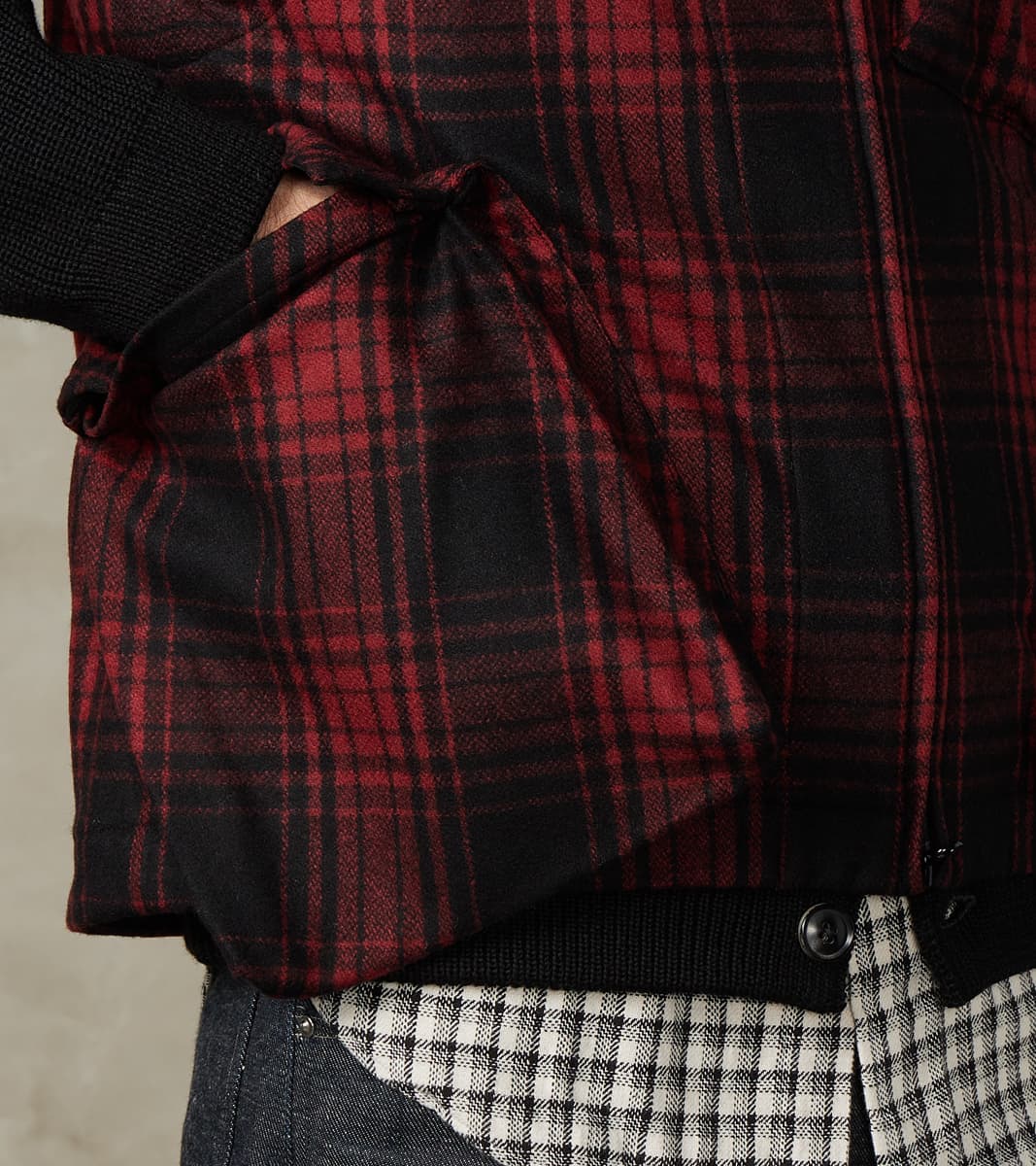 Messenger Vest - Buffalo Plaid Wool - Red