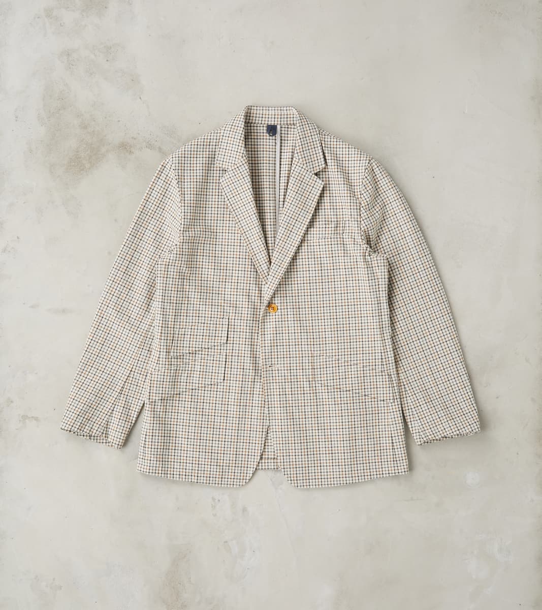 ts(s) Single Breasted 2-Button Jacket - Smoky Plaid Cotton Twill Cloth…