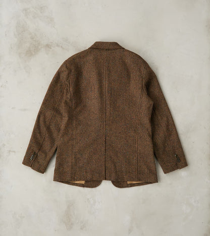 Single Breasted 2-Button Jacket - Neps Virgin Wool Tweed Cloth - Khaki