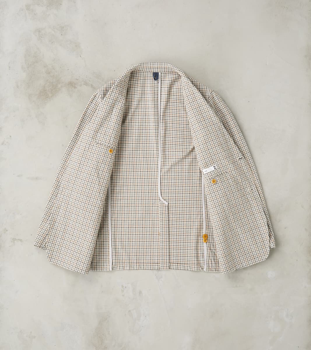 Single Breasted 2-Button Jacket - Smoky Plaid Cotton Twill Cloth - Tattersall