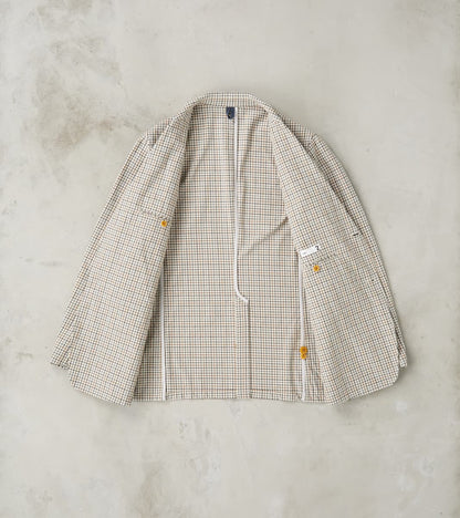 Single Breasted 2-Button Jacket - Smoky Plaid Cotton Twill Cloth - Tattersall