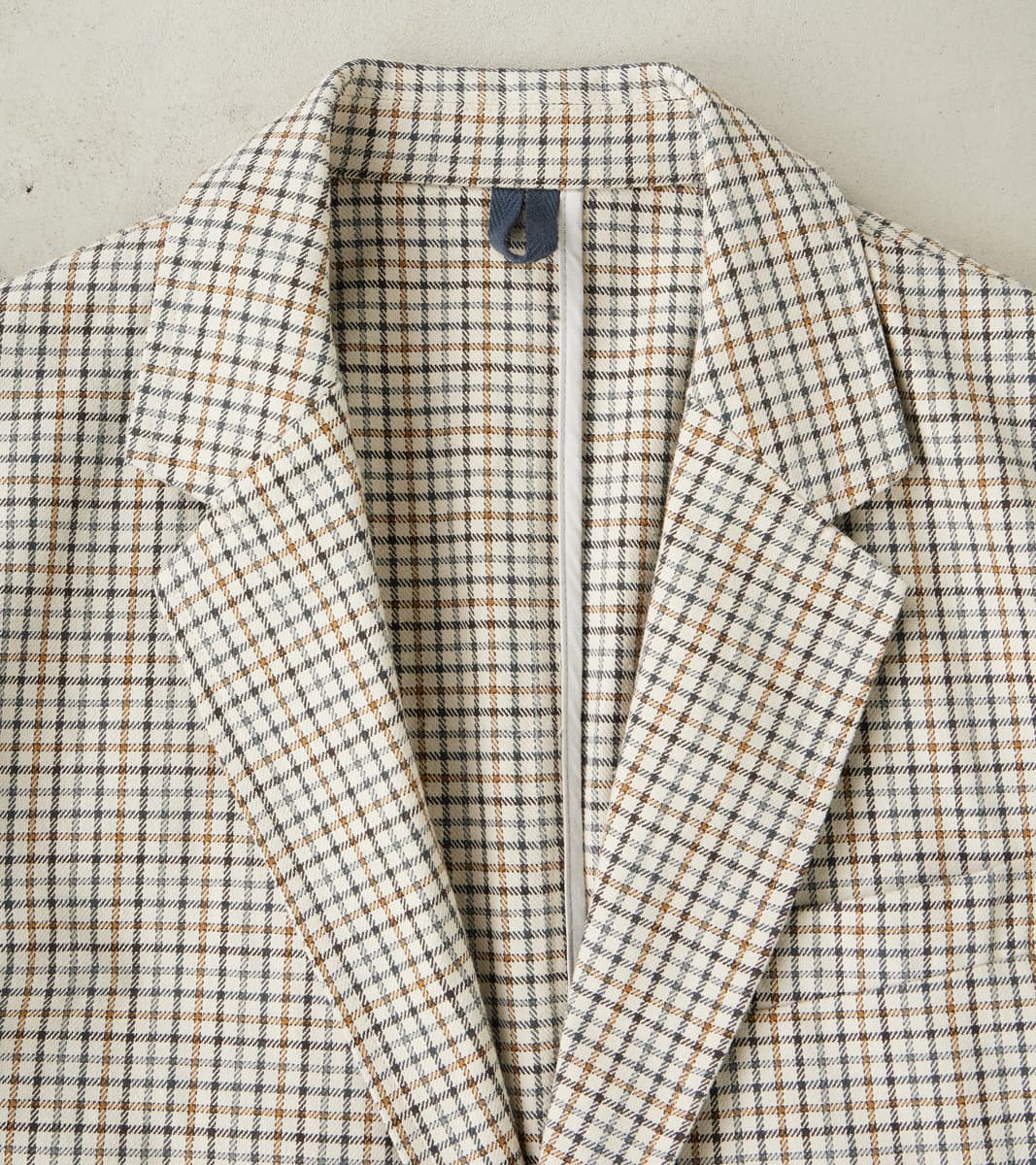 Single Breasted 2-Button Jacket - Smoky Plaid Cotton Twill Cloth - Tattersall