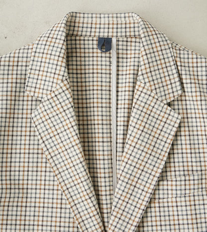 Single Breasted 2-Button Jacket - Smoky Plaid Cotton Twill Cloth - Tattersall