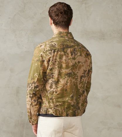 Trucker Jacket - Camo Garment Dye Cotton Cloth - Beige